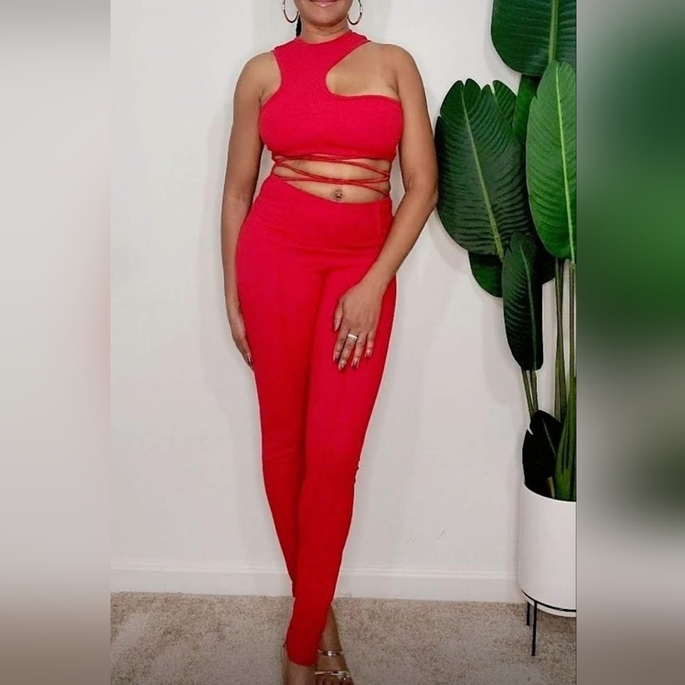 Sexy Red Cut Out Jumpsuit